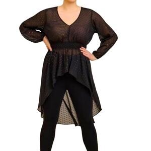 TORRID Chiffon Rainbow Clip Dot Smocked Waist Extreme High Low Top New w/ Tag